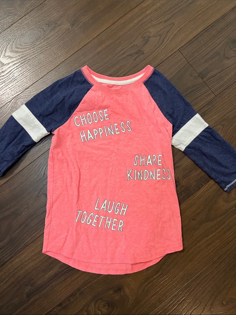 Cat & Jack Coral and Navy Raglan Tee with Positive Prints